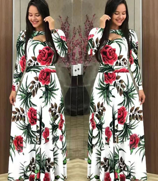 Fashion Digital Print Dress with Flared Design