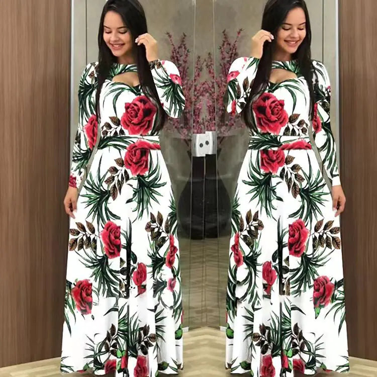 Fashion Digital Print Dress with Flared Design