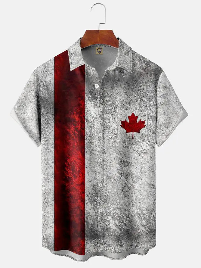Men's Hawaiian Bohemian Print Oversized Short Sleeve Shirt
