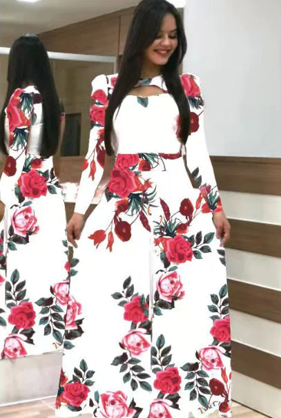Fashion Digital Print Dress with Flared Design