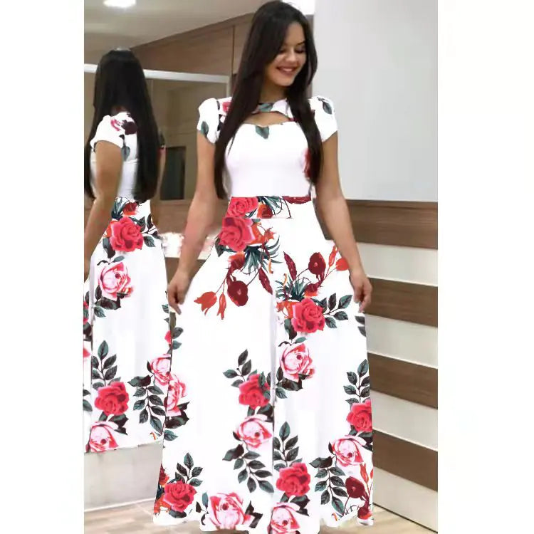 Fashion Digital Print Dress with Flared Design