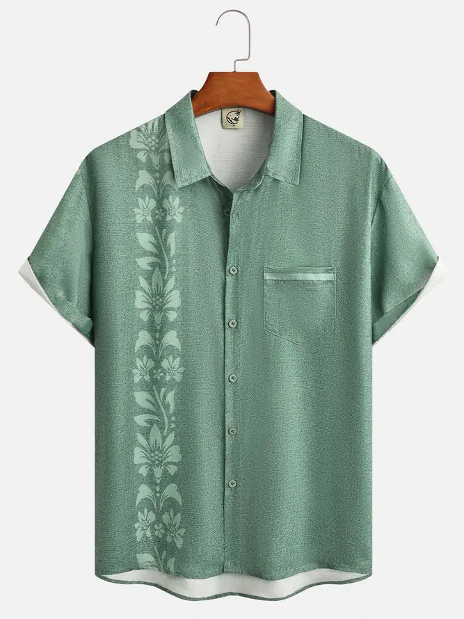 Men's Hawaiian Bohemian Print Oversized Short Sleeve Shirt